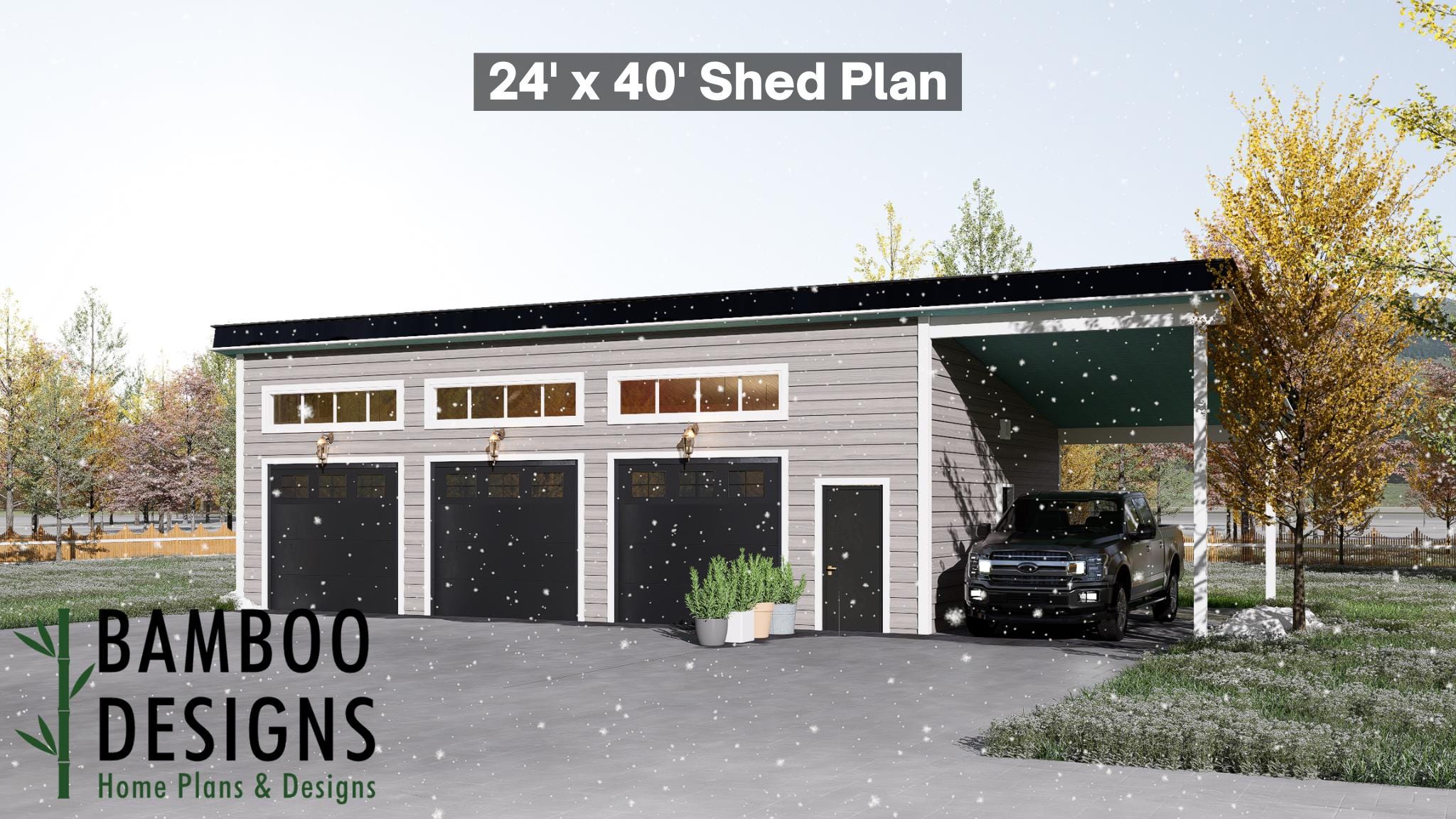 Image of Elodie 24x40 Garage Shed Plan - A Garage Built for Efficiency, Style & Everyday Function