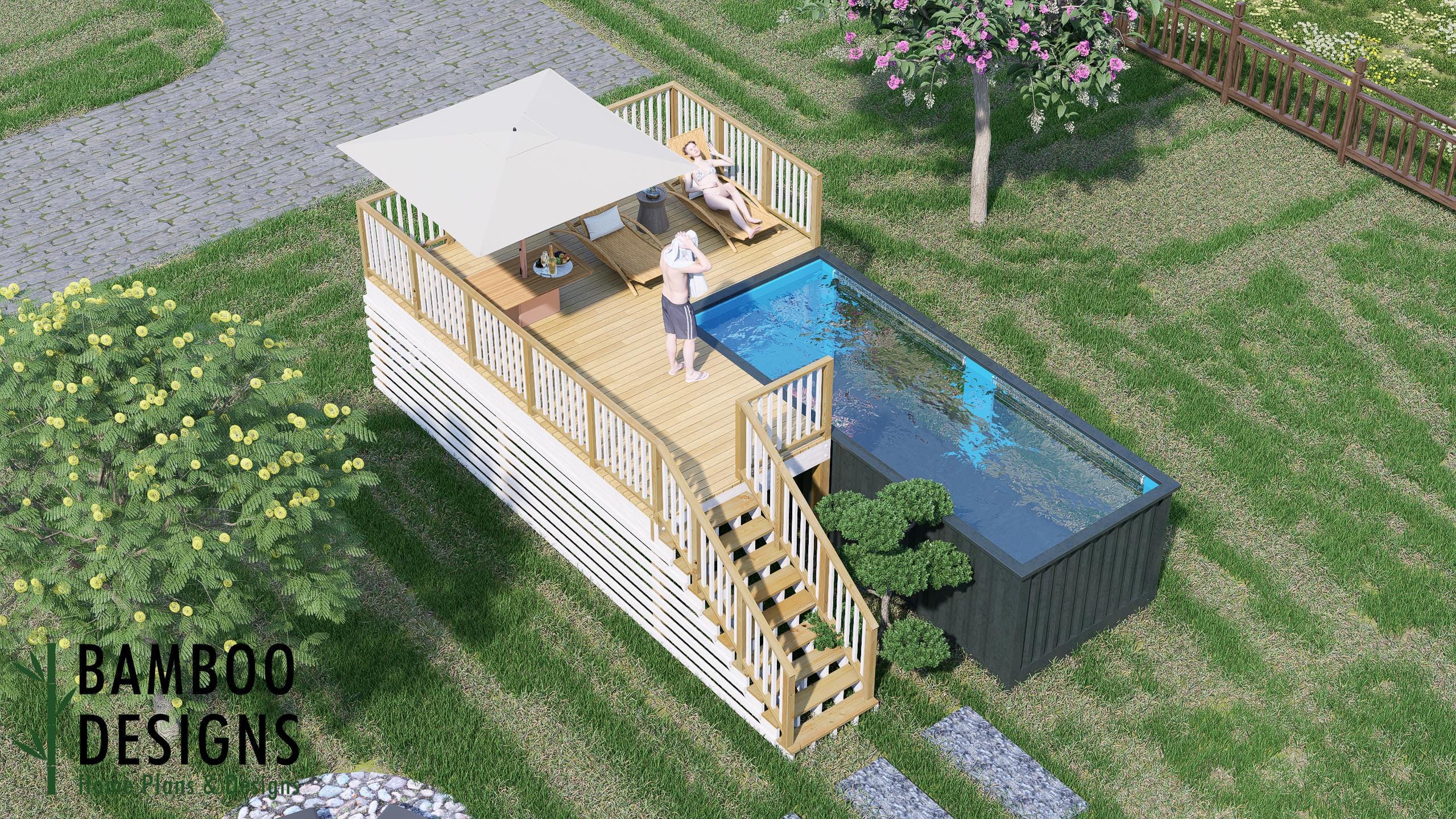Stellar 16x20 Elevated Container Pool Deck Plans