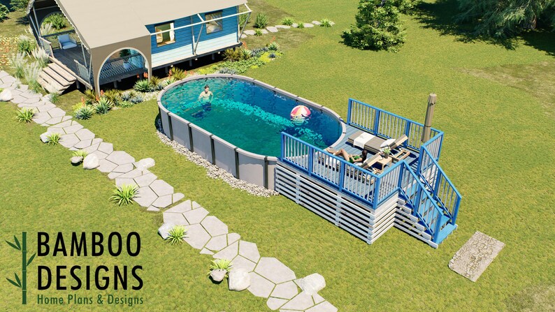 Bolonoc Oval Pool Deck · 10x12 plan by Bamboo Designs