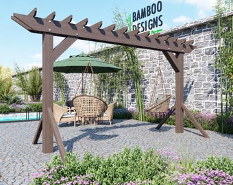 Hanging Chair Pergola Frame Plans – 20ft Freestanding Swing Beam Structure – Heavy-Duty DIY PDF + DWG
