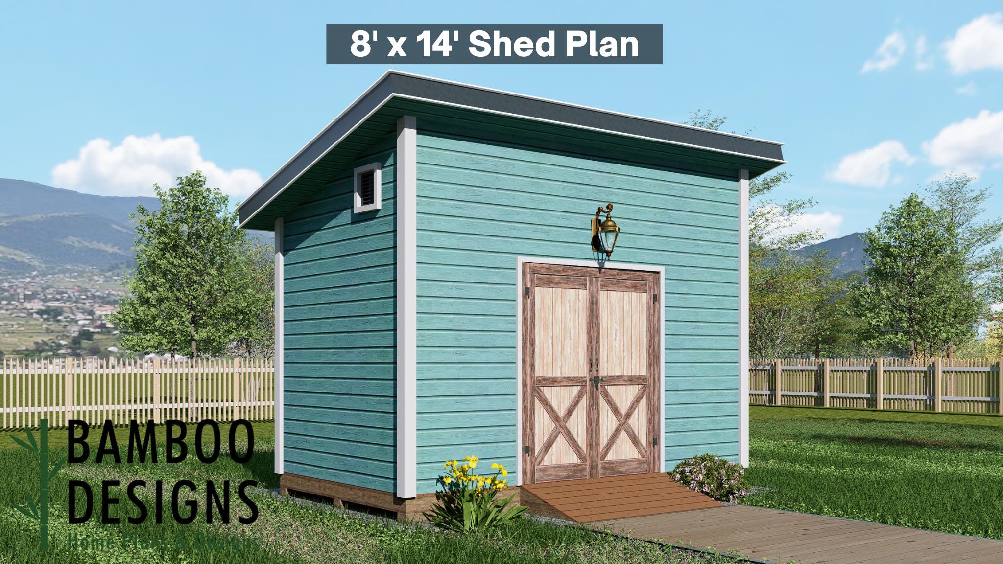 Image of Greedo 8x14 Modern Shed Plan - Sloped Roof Garage or Workshop | DIY Backyard Storage Studio (PDF)