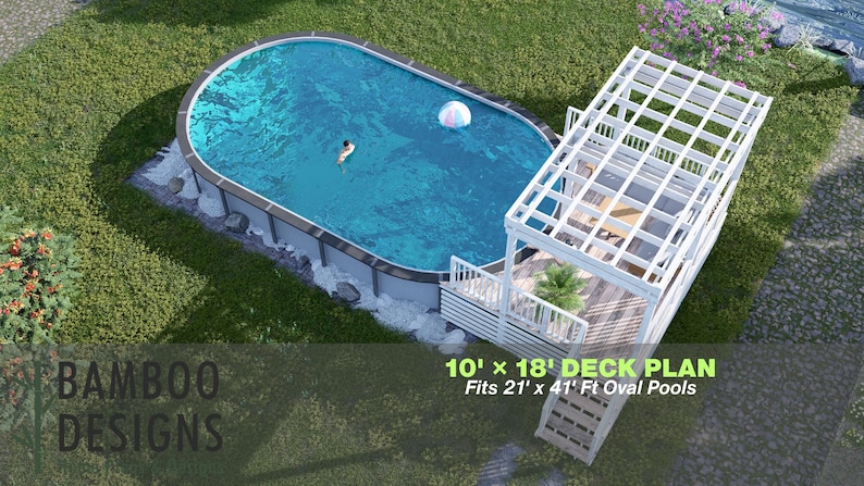 Citrus Springs Oval Pool Deck · 10x18 plan by Bamboo Designs