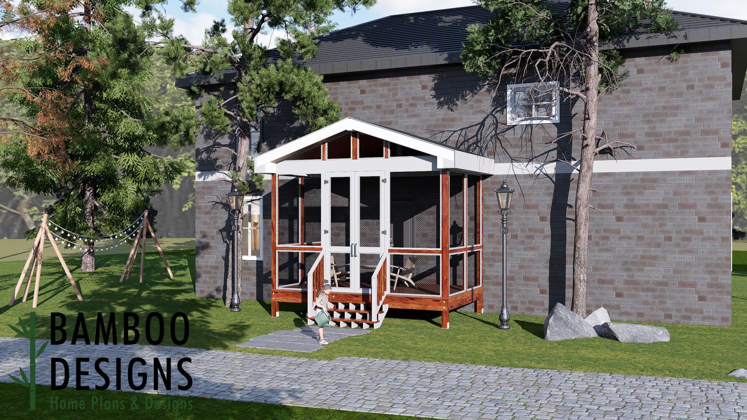 Image of Deely Sunroom Plan — 10x16 Deck with Gable Sunroom | DIY Backyard Sunroom PDF Plans