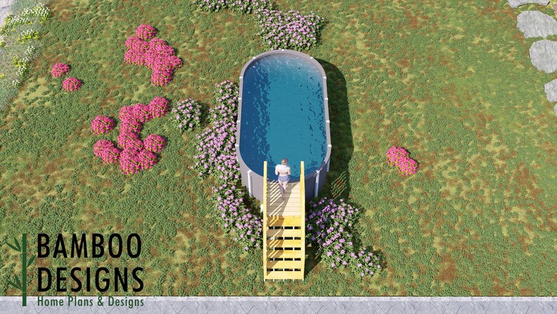 Mulaney Oval Pool Deck · 4x4 plan by Bamboo Designs