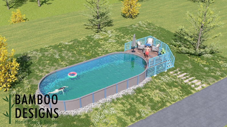 Reese Oval Pool Deck · 10x15 plan by Bamboo Designs