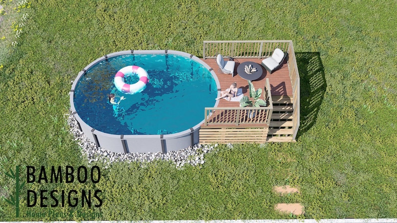Enan Oval Pool Deck · 10x12 plan by Bamboo Designs