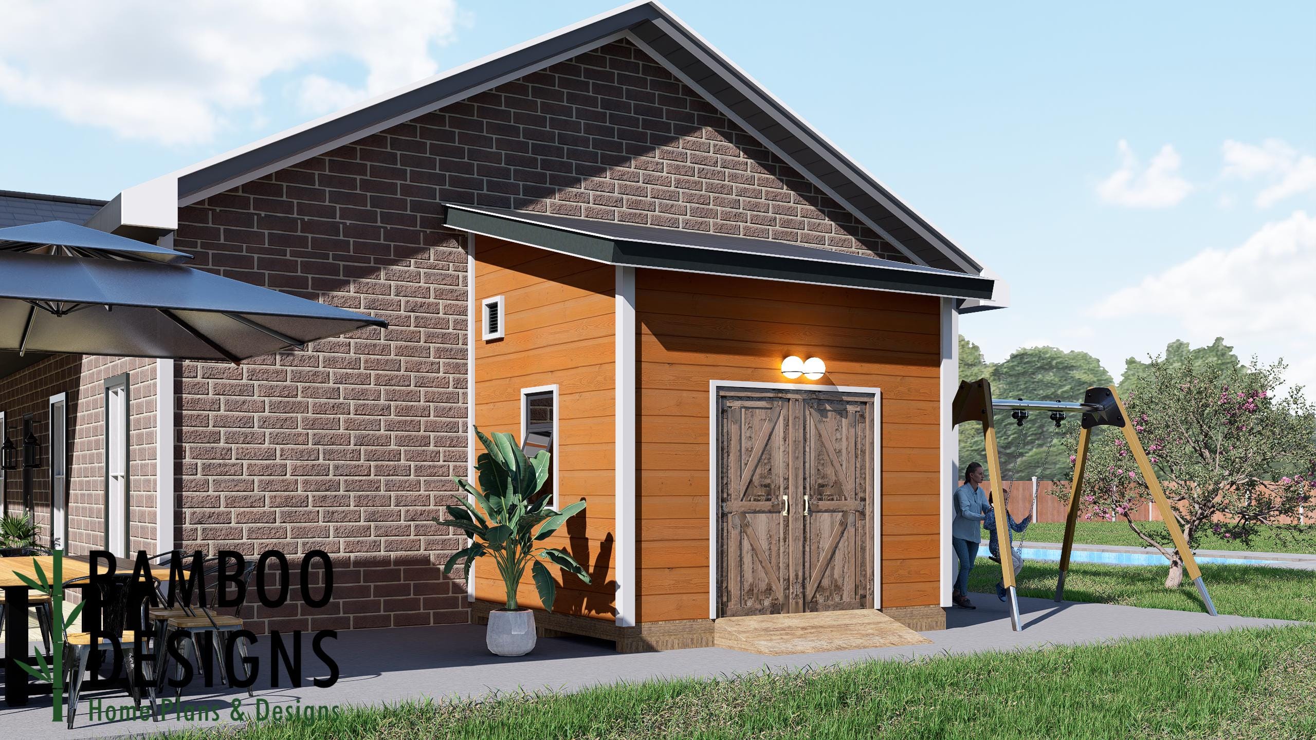 Image of Saylor 10x16 Lean-To Shed Plan - A Modern Shed with a Sleek Sloped Roof| DIY Lean-To Shed Plans
