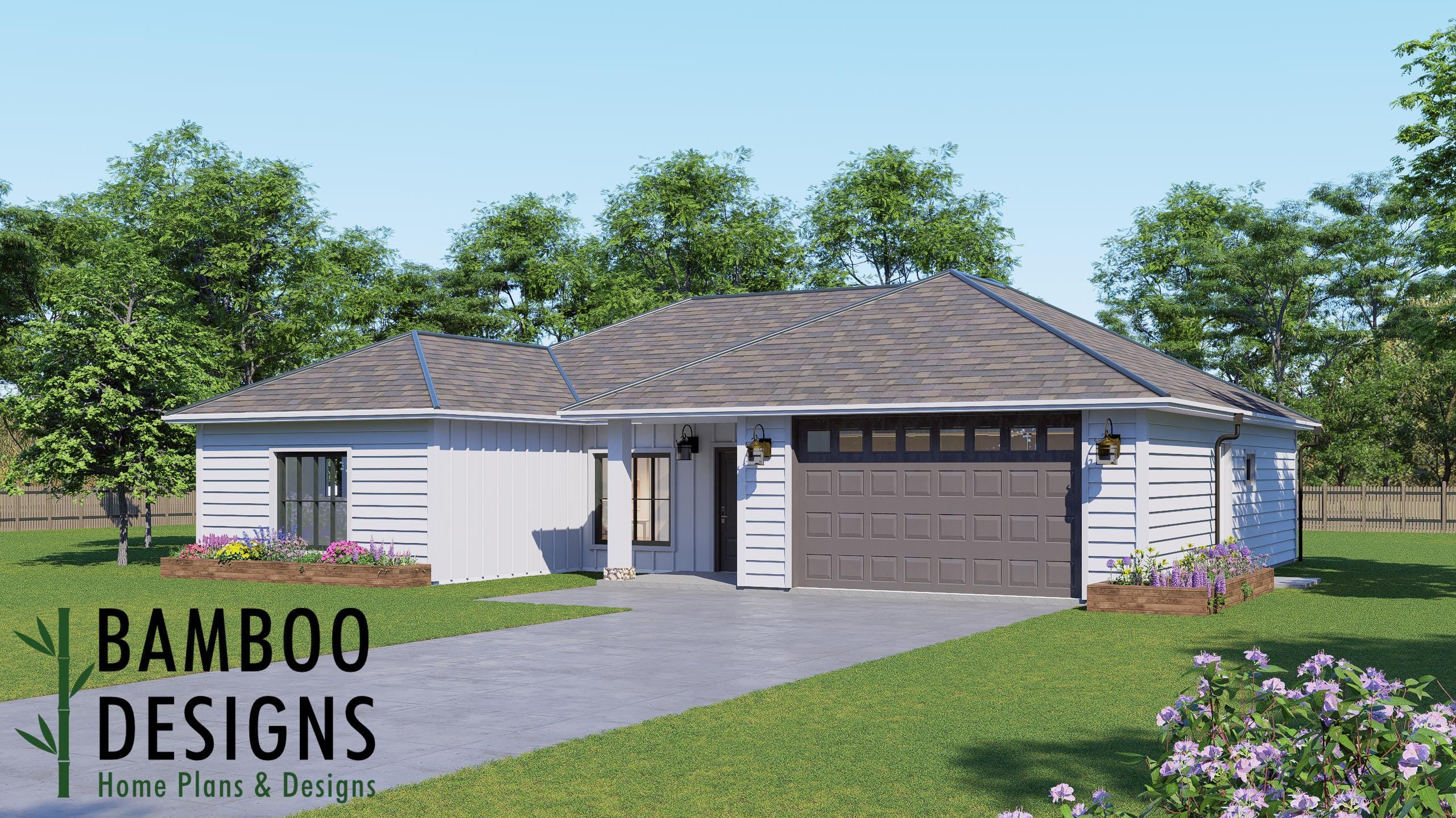 Image of Fog Single-Family Home Plan – Modern 2-Car Garage Ranch (58' x 49')