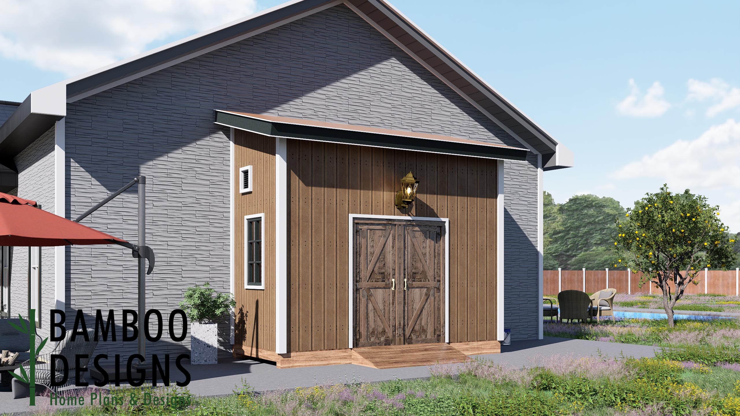 Image of Kal 6x14 Lean-To Shed Plan-Modern lean-to storage solution | Against-the-House Shed | DIY Lean-To Shed Plans