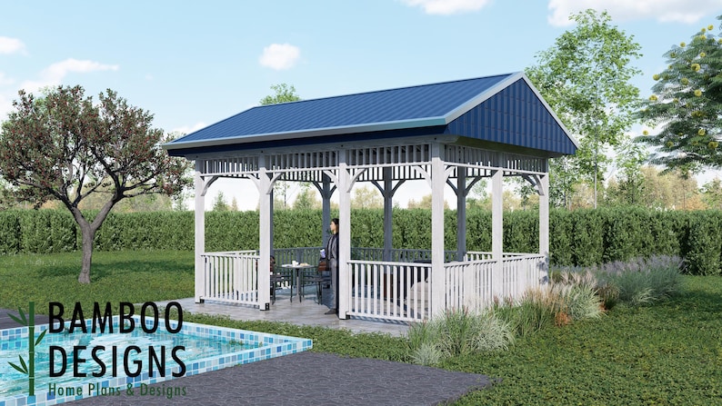 Serra 14x20 Gable Roof Gazebo plan by Bamboo Designs