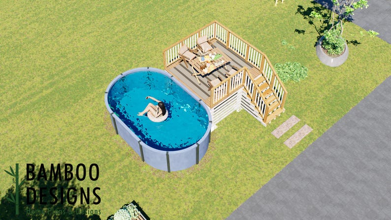 Viti Oval Pool Deck · 10x10 plan by Bamboo Designs