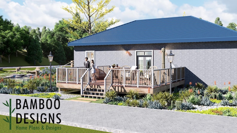 Calhoun 24x24 Freestanding Deck plan by Bamboo Designs