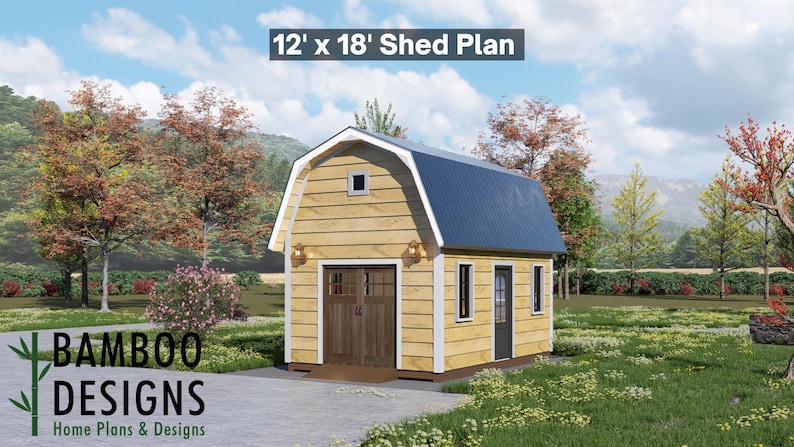 Scout 12x18 Gambrel Shed plan by Bamboo Designs