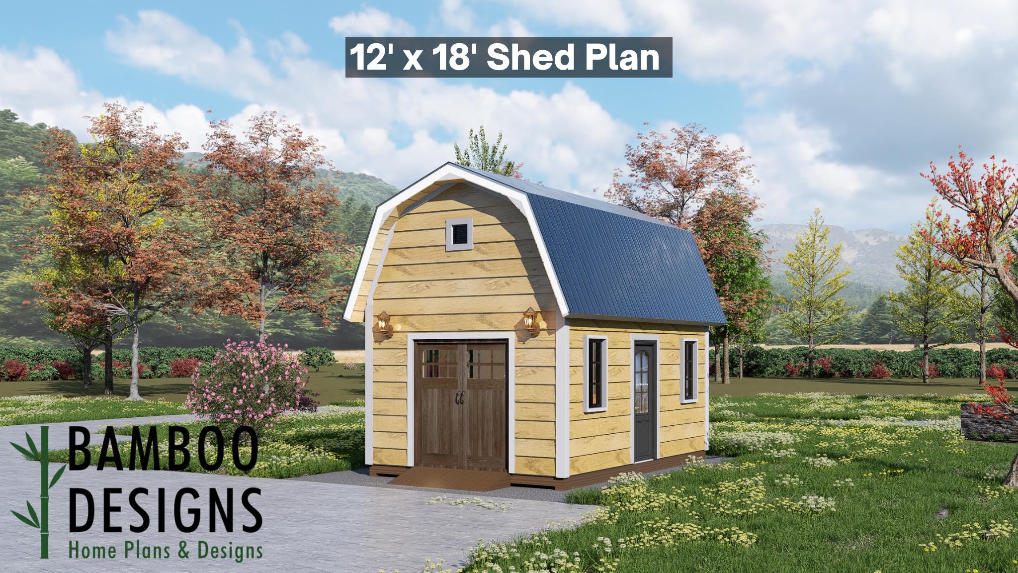 Image of Scout 12x18 Gambrel Shed Plan - A Barn-Style Storage & Workshop Design