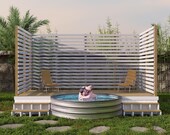 Palm Beach Pool Deck Plan – 8x16 Deck with 8ft Pool Cutout + Dual Privacy Walls