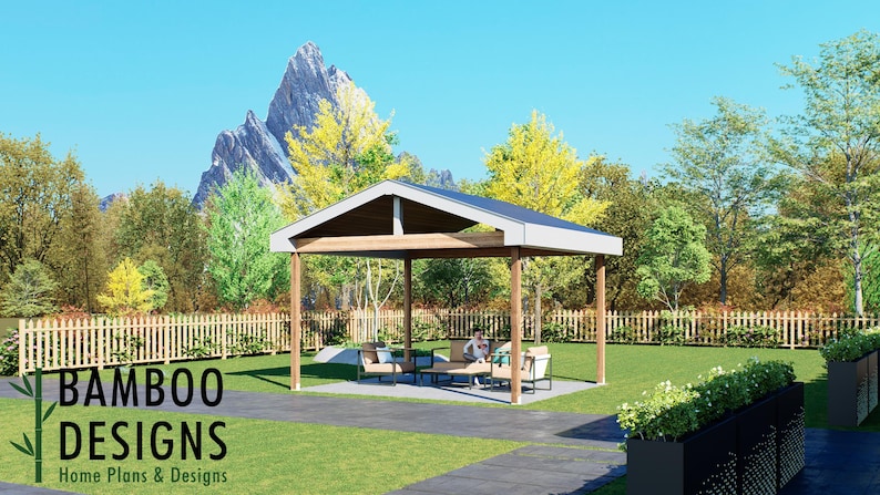 Radiance 18' x 16' Pavilion Plan — A Spacious Backyard Pavilion for Outdoor Living, Entertaining & Timeless Style · 18x16 plan by Bamboo Designs