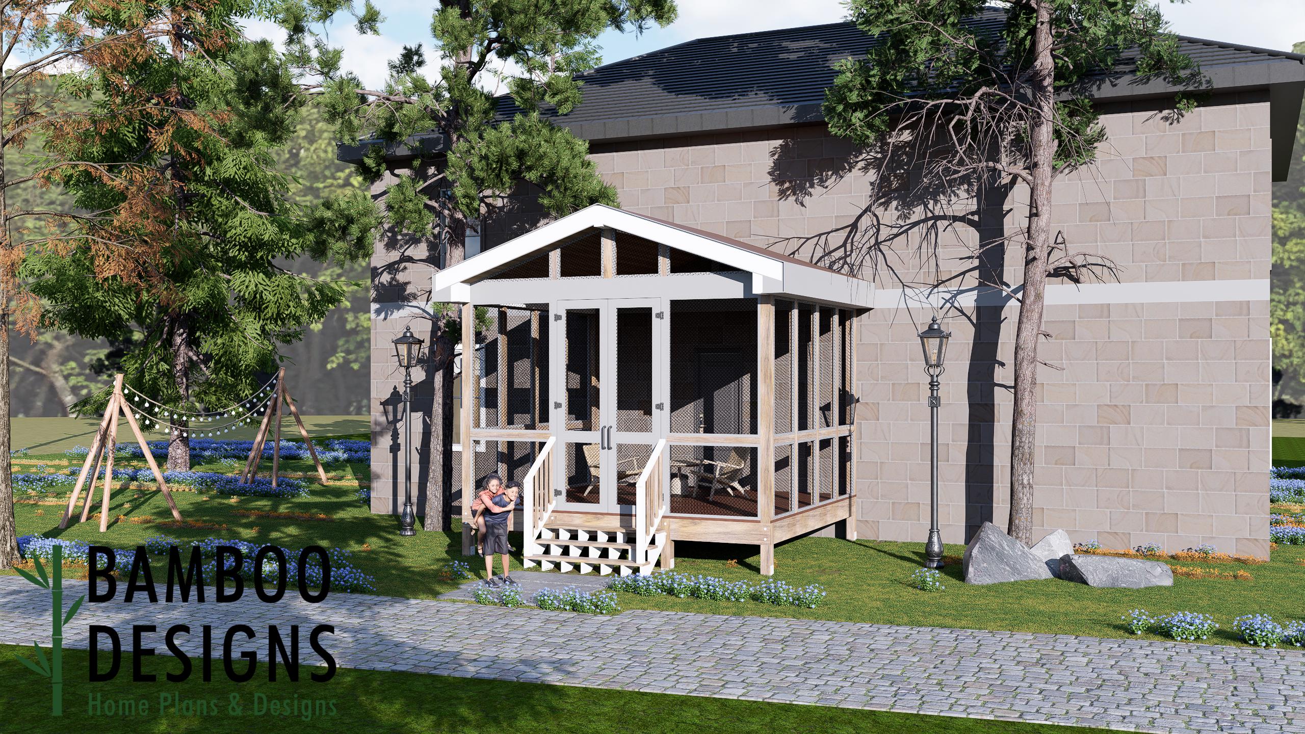 Image of Pedro Sunroom Plan – 14x16 Deck with Classic Gable Sunroom | DIY Backyard Sunroom PDF Plans