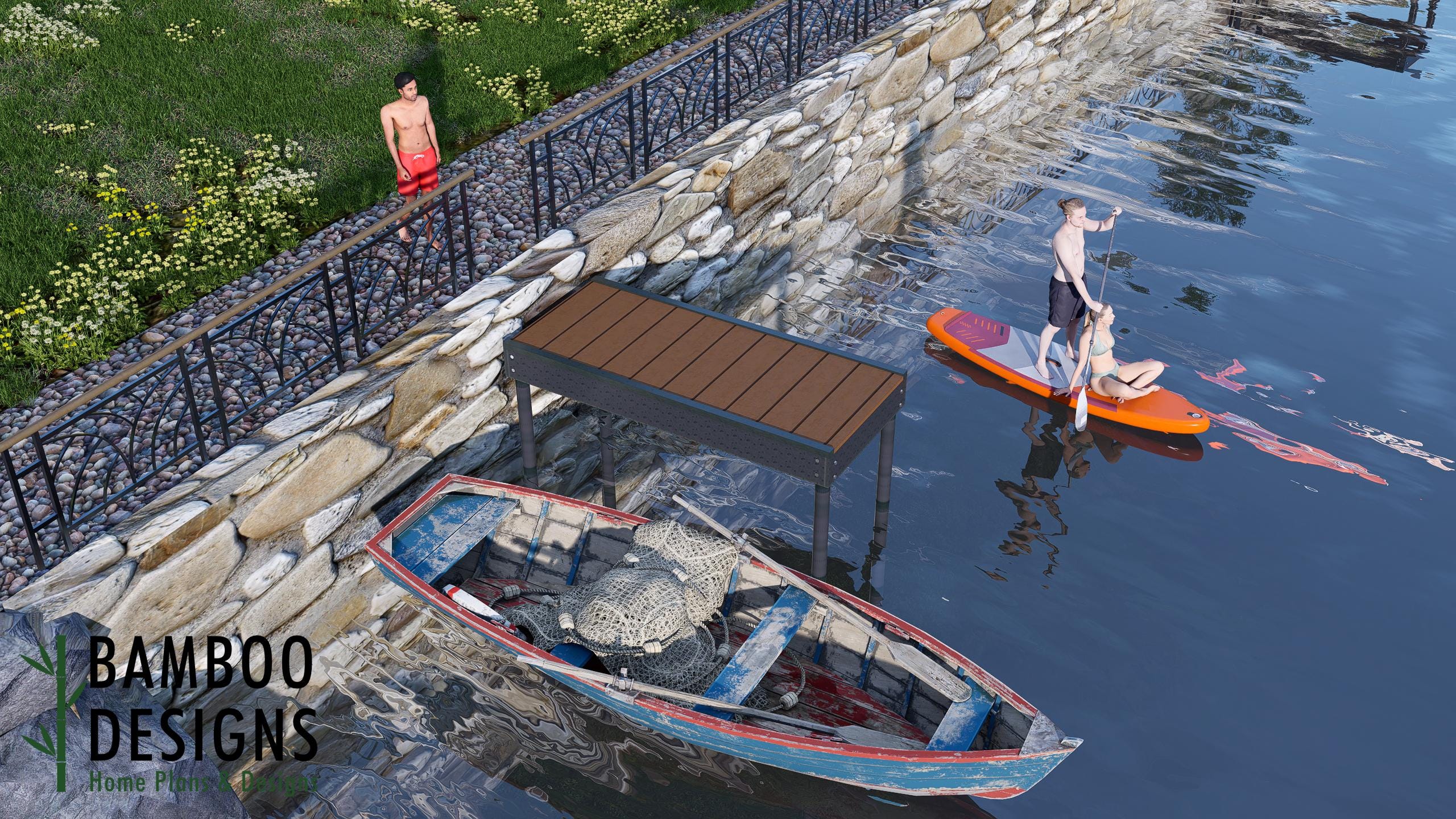 Image of 4x10 Micro Dock Plan - Paddleboard Launch for Lake Lanier
