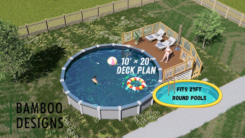 Coral Breeze Circle Pool Deck · 10x20 plan by Bamboo Designs