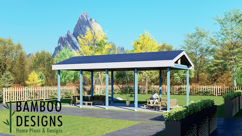 Kenmore 16x32 Pavilion Plan — A Spacious Modern Backyard Living Pavilion plan by Bamboo Designs