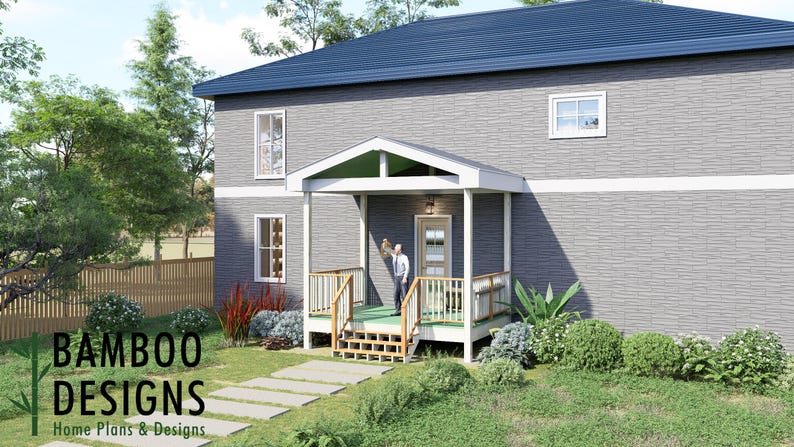 Roz 10x14 Gable Porch Deck plan by Bamboo Designs
