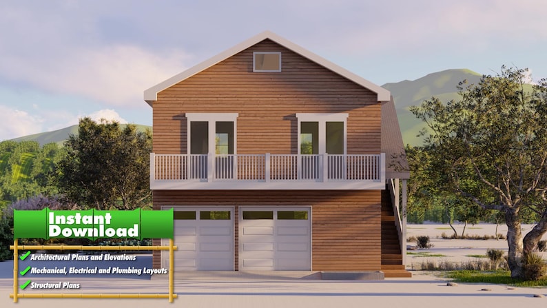 Summit View Garage Apartment plan by Bamboo Designs