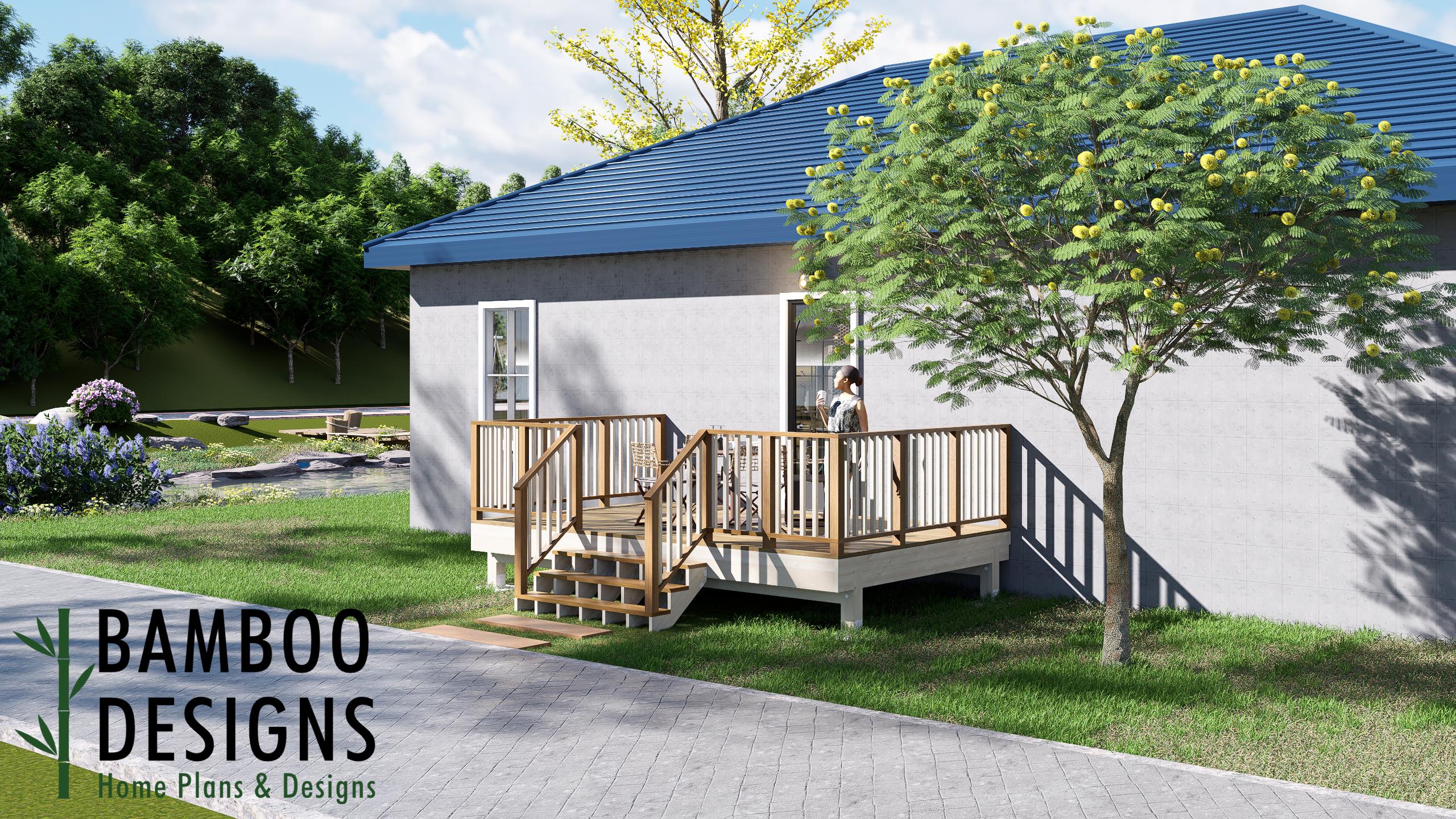 Image of Queensridge 10x16 Freestanding Deck Plan - Modern Backyard Entertainment Deck for DIY Outdoor Living