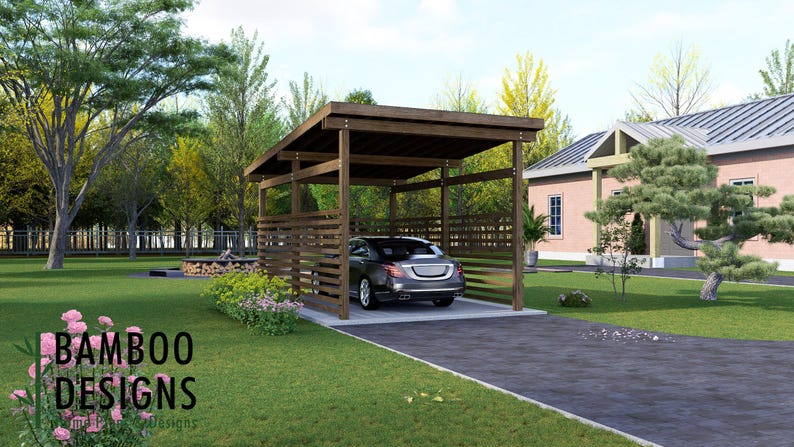 Modern 12x20 Carport Blueprint plan by Bamboo Designs