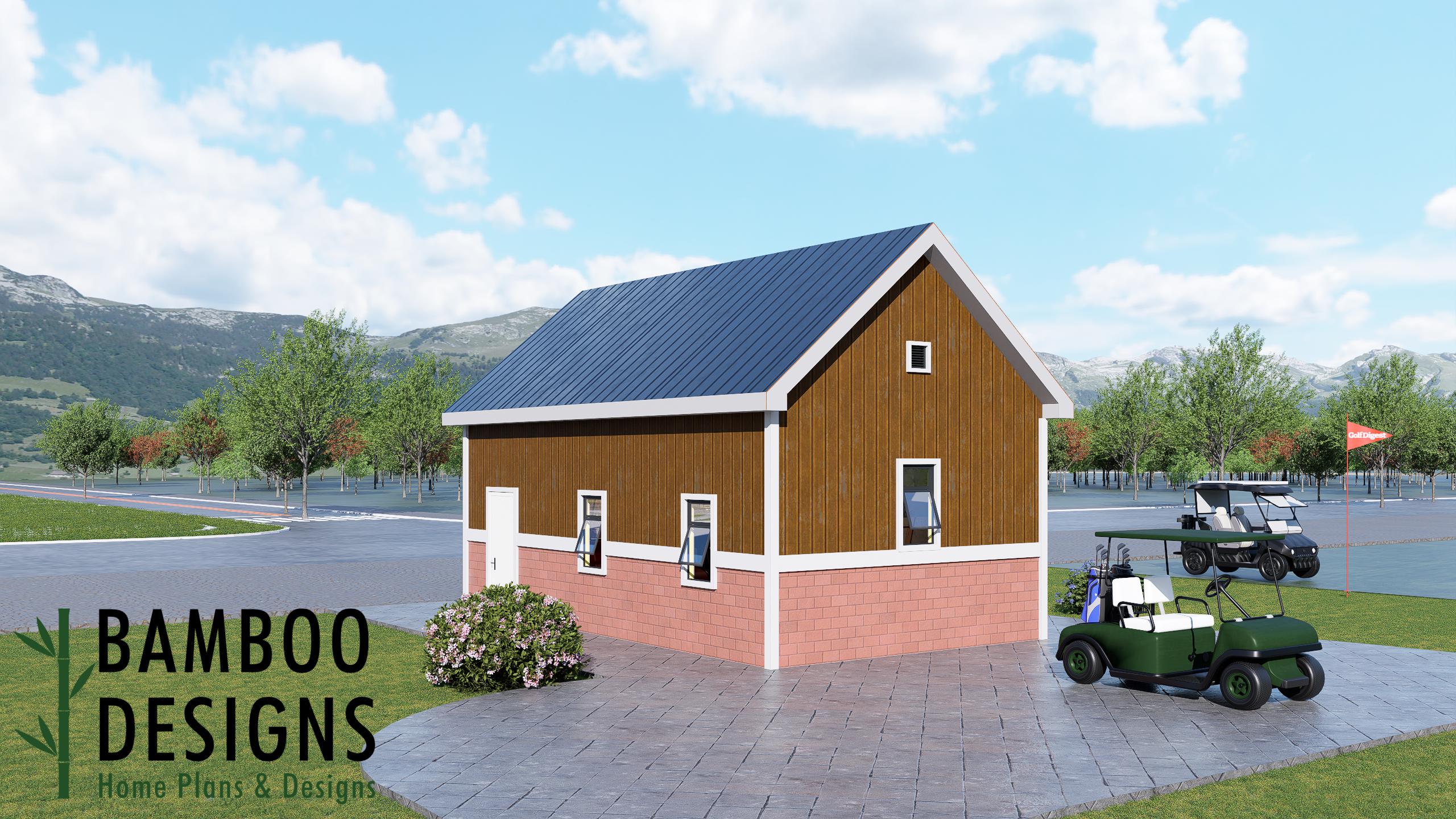 Image of Vena 16x28 Golf Cart Shed Plans – Modern Single-Slope Storage Building | DIY PDF Plans