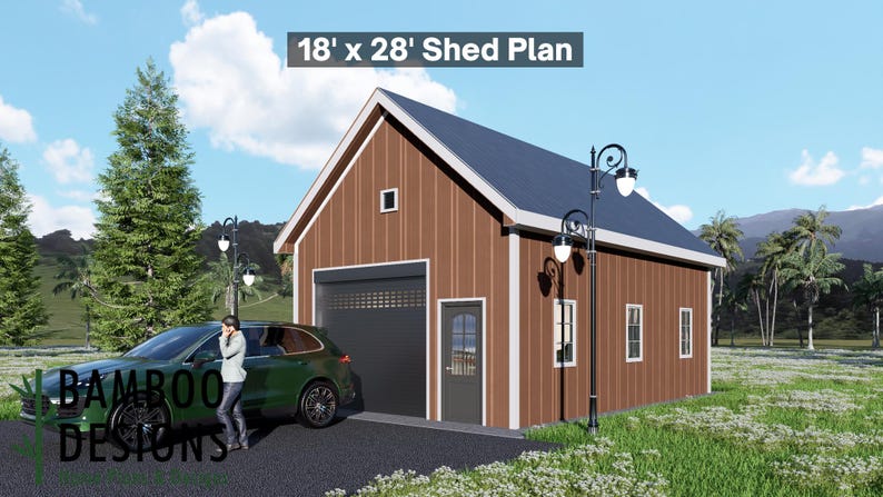 Thanos 18x28 Garage Shed plan by Bamboo Designs