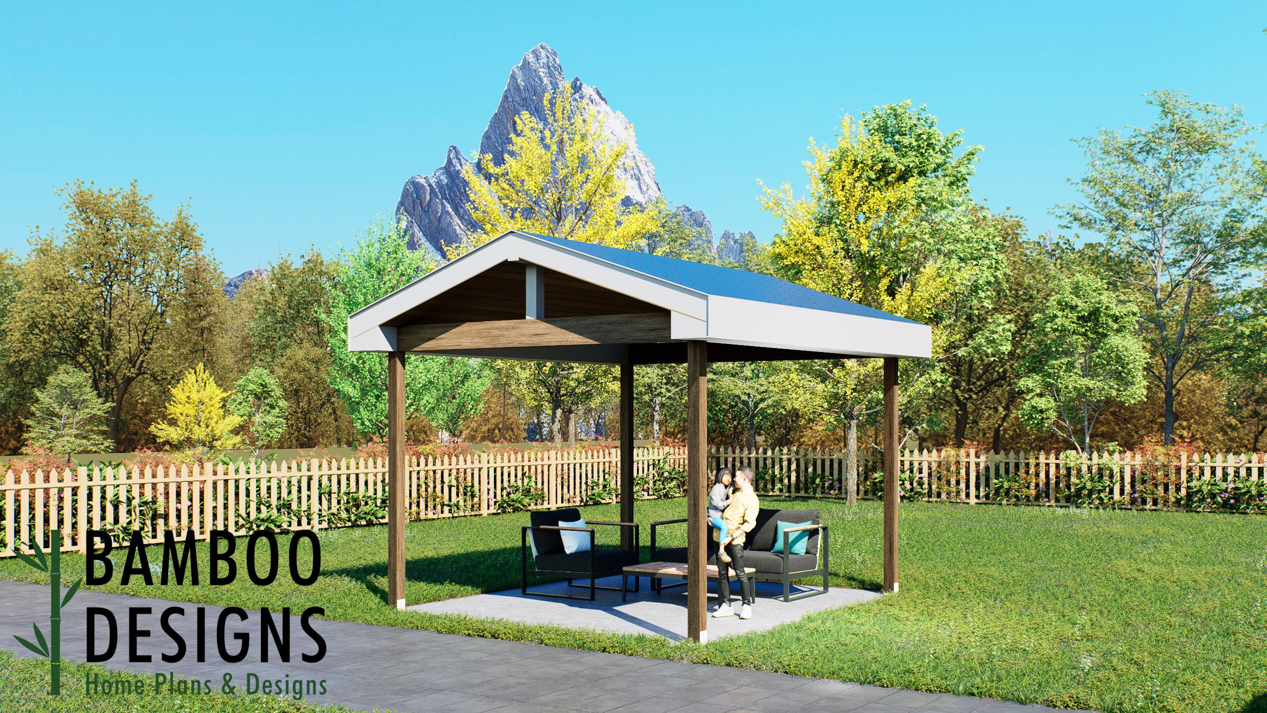 Image of Terrabonne 14x16 Pavilion Plan – Modern Backyard Pavilion | DIY PDF Building Plans | Outdoor Living & Entertainment Shelter | DIY Plans