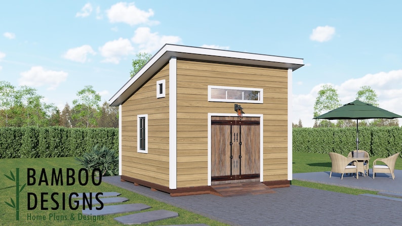 Knoll Modern Shed · 14x14 plan by Bamboo Designs