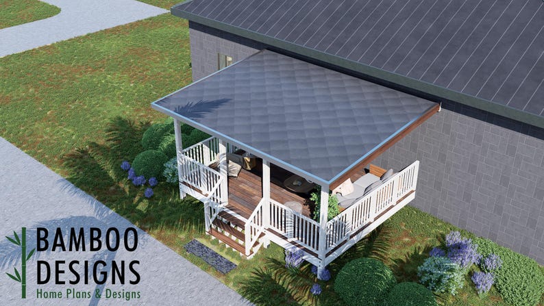 Meridian 16x20 Covered Deck plan by Bamboo Designs