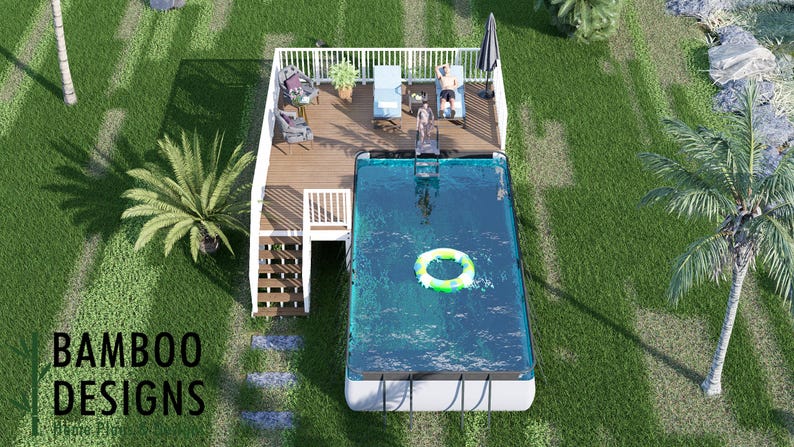 Suncoast Pointe 19x20 Rectangle Pool Deck Plan – Modern Above-ground ...