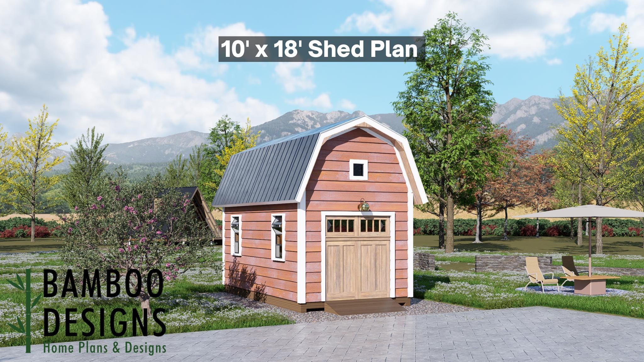 Image of Madeline 10x18 Shed Plan - A Barn-Style Storage Shed with Classic Charm & Elevated Function