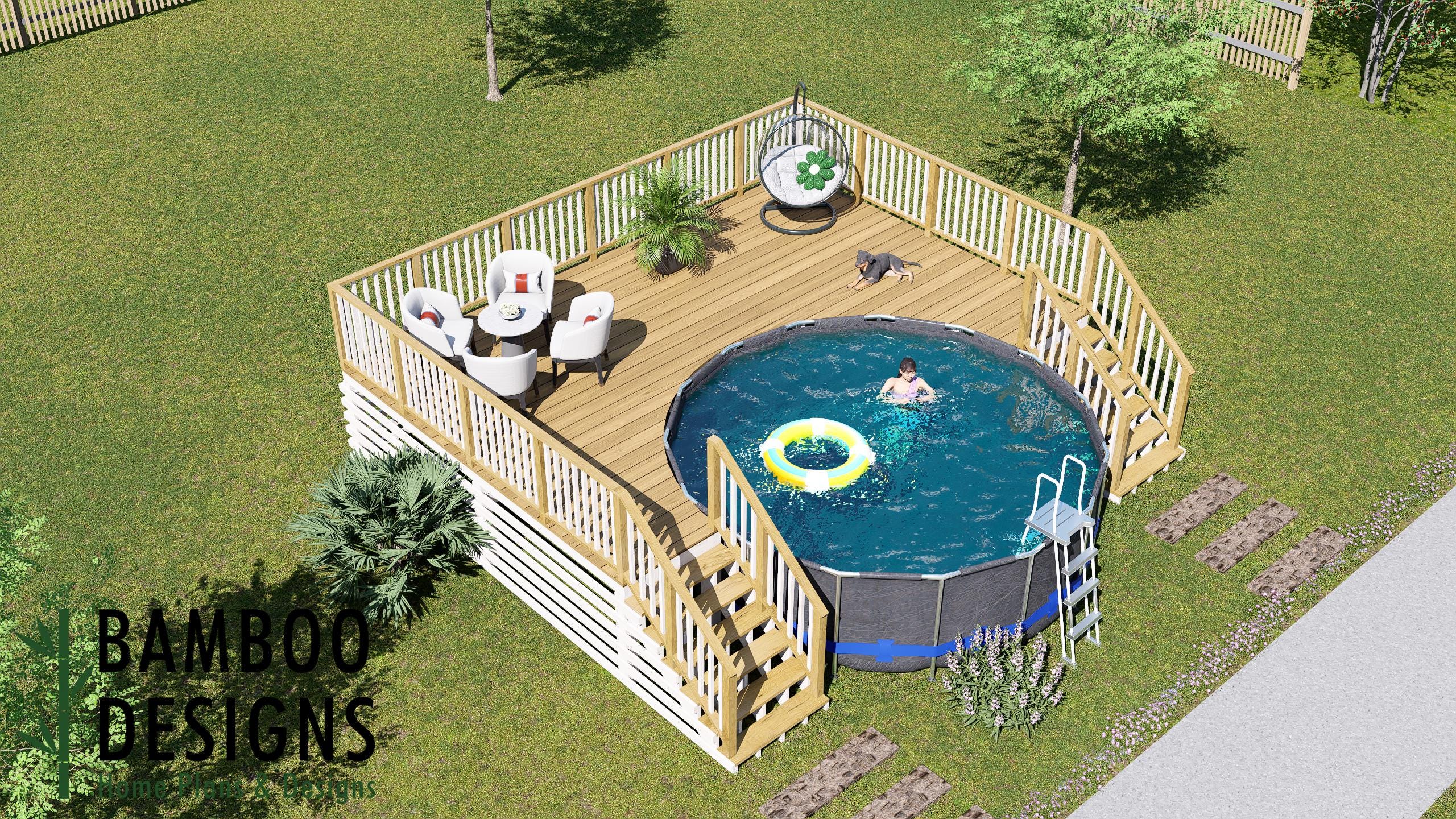 Mira Circle Pool Deck Plan – 16x23 Pool Deck for 15' Round Pools | DIY ...
