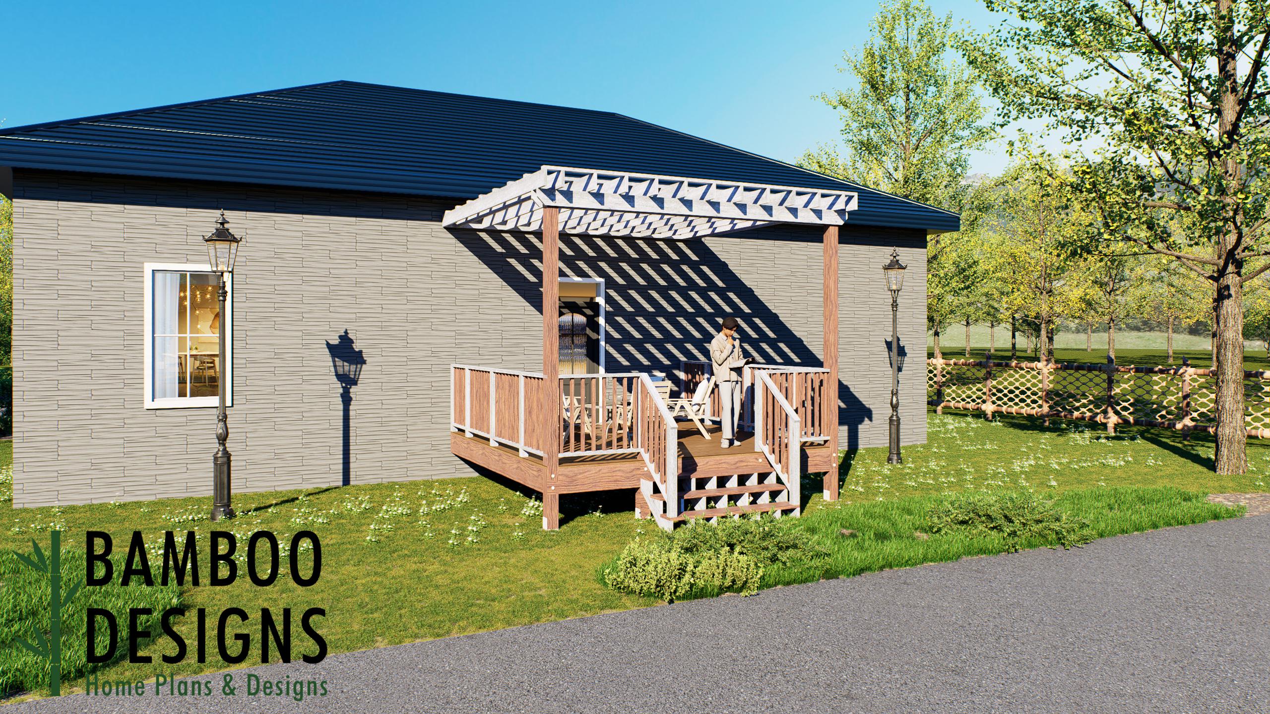 Image of Mora 14x14 Attached Deck Plan Elegant Pergola-Covered Backyard Retreat | DIY PDF Plans