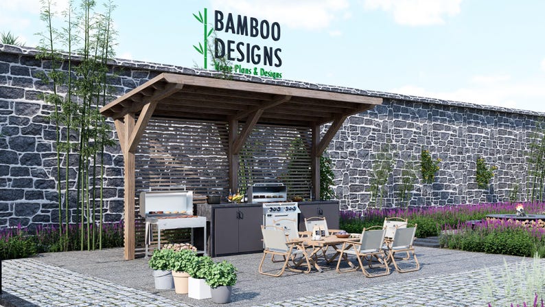 Sonoma Sideyard Pergola · 8x18 plan by Bamboo Designs