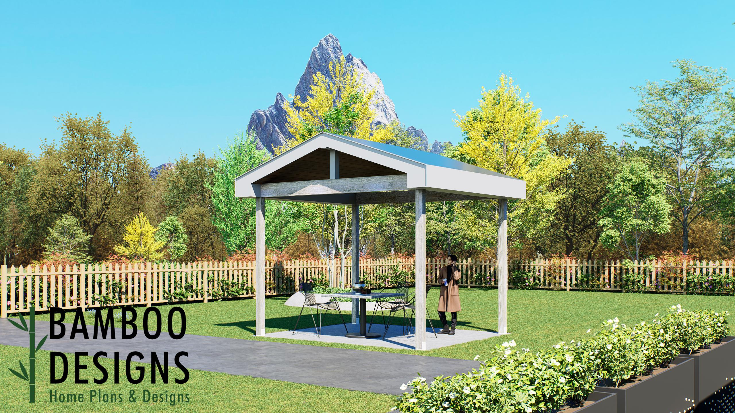 Image of Falcone 14x14 Pavilion Plan — A Compact Modern Backyard Retreat | DIY Plans