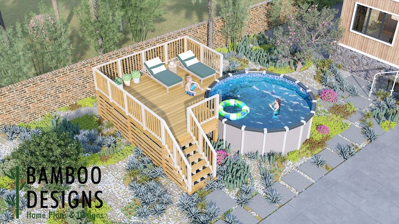Seaglass Circle Pool Deck · 16x16 plan by Bamboo Designs