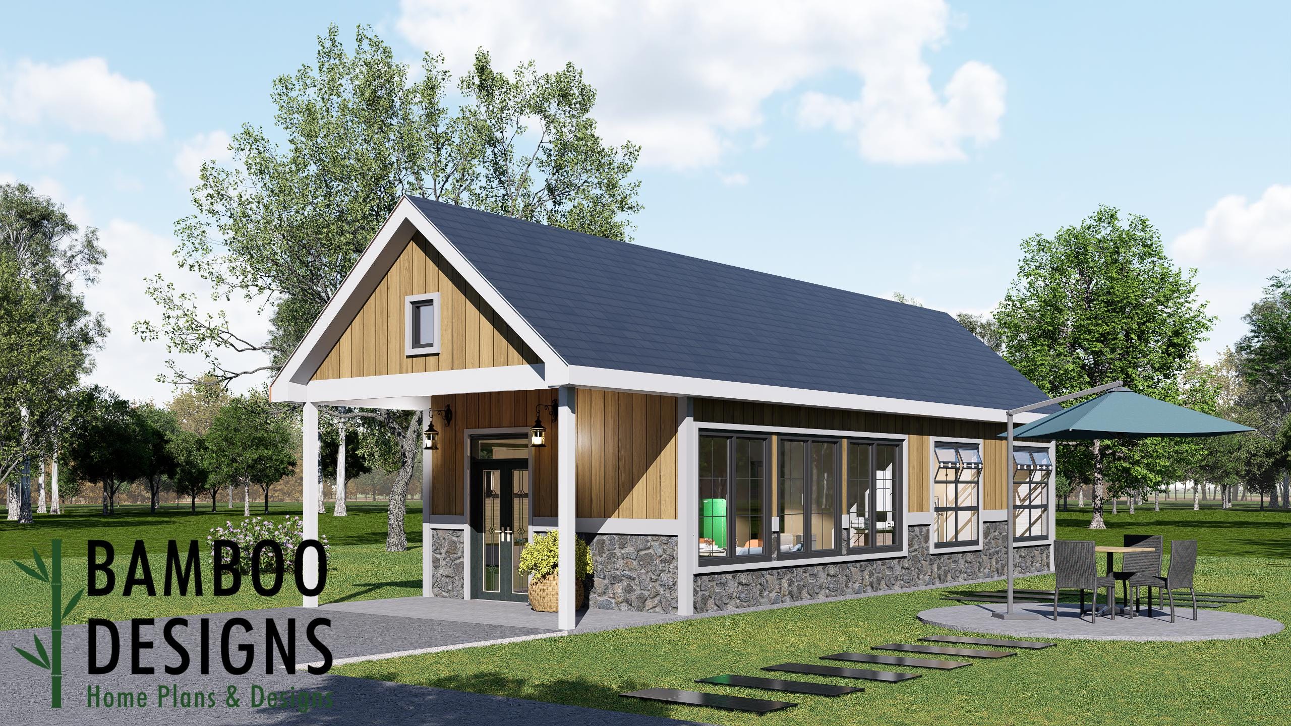 Image of Sataki Tiny Home Plan - 16x40 Modern Backyard ADU | DIY Tiny House Plans (640 Sq Ft)