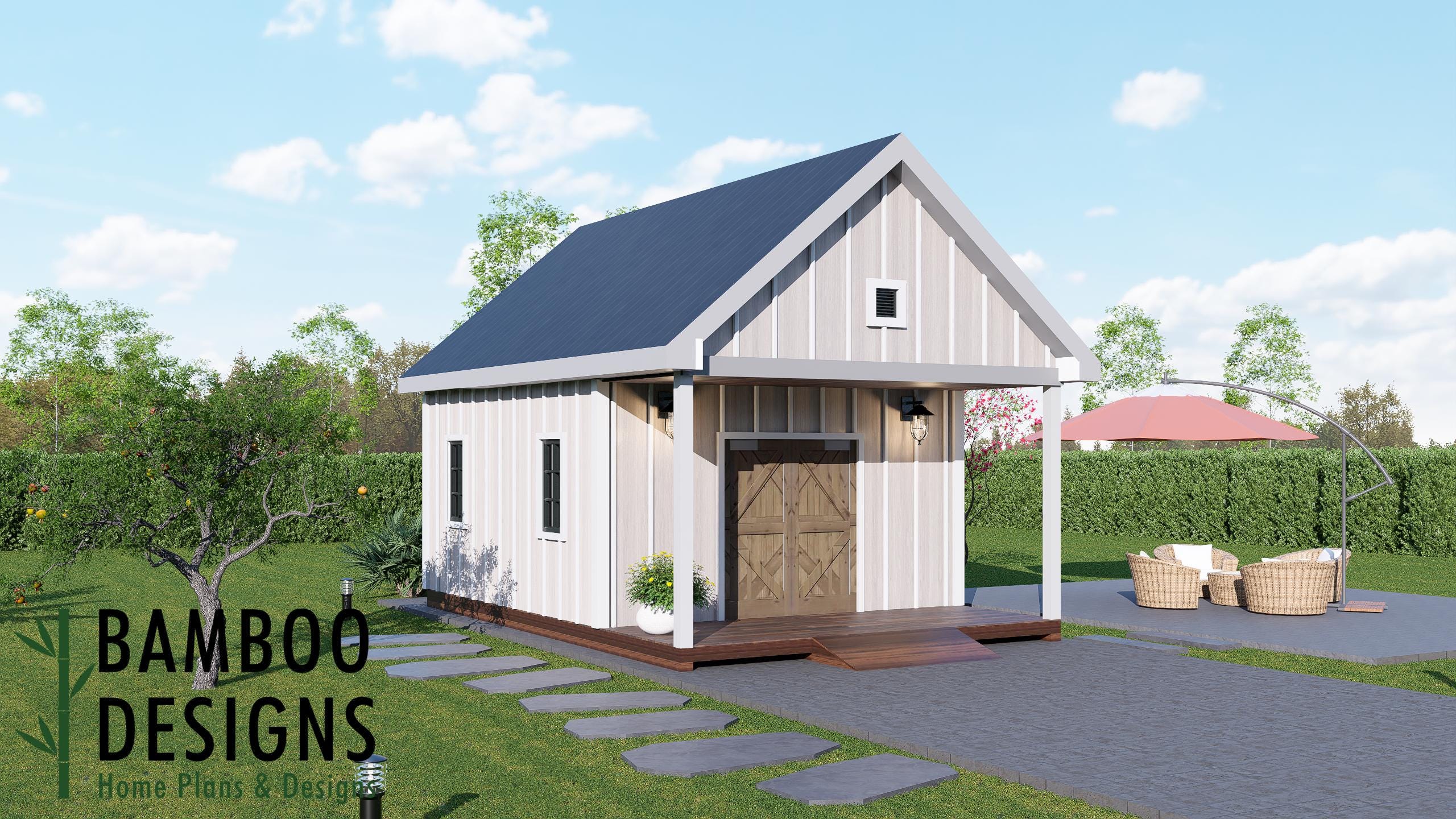 Image of Wyoming 20x24 Gable Shed Plan Option 2 - Modern Workshop, Garden Studio, or Backyard Office | DIY Shed Design (PDF)