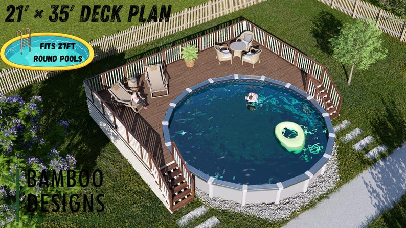Sunkissed Shores Circle Pool Deck · 21x35 plan by Bamboo Designs