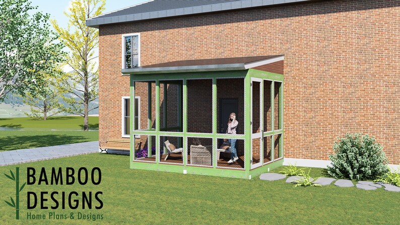 Silva 12x16 Modern Monoslope Sunroom plan by Bamboo Designs
