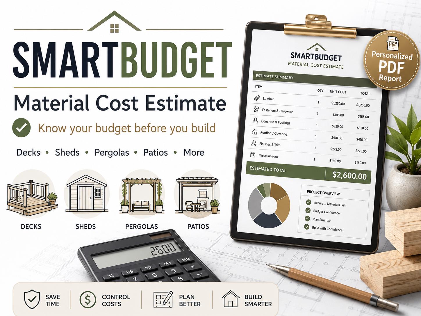 Image of SmartBudget Material Estimate | Personalized  Materials Cost Estimate | Planning Budget for Any of Our Models