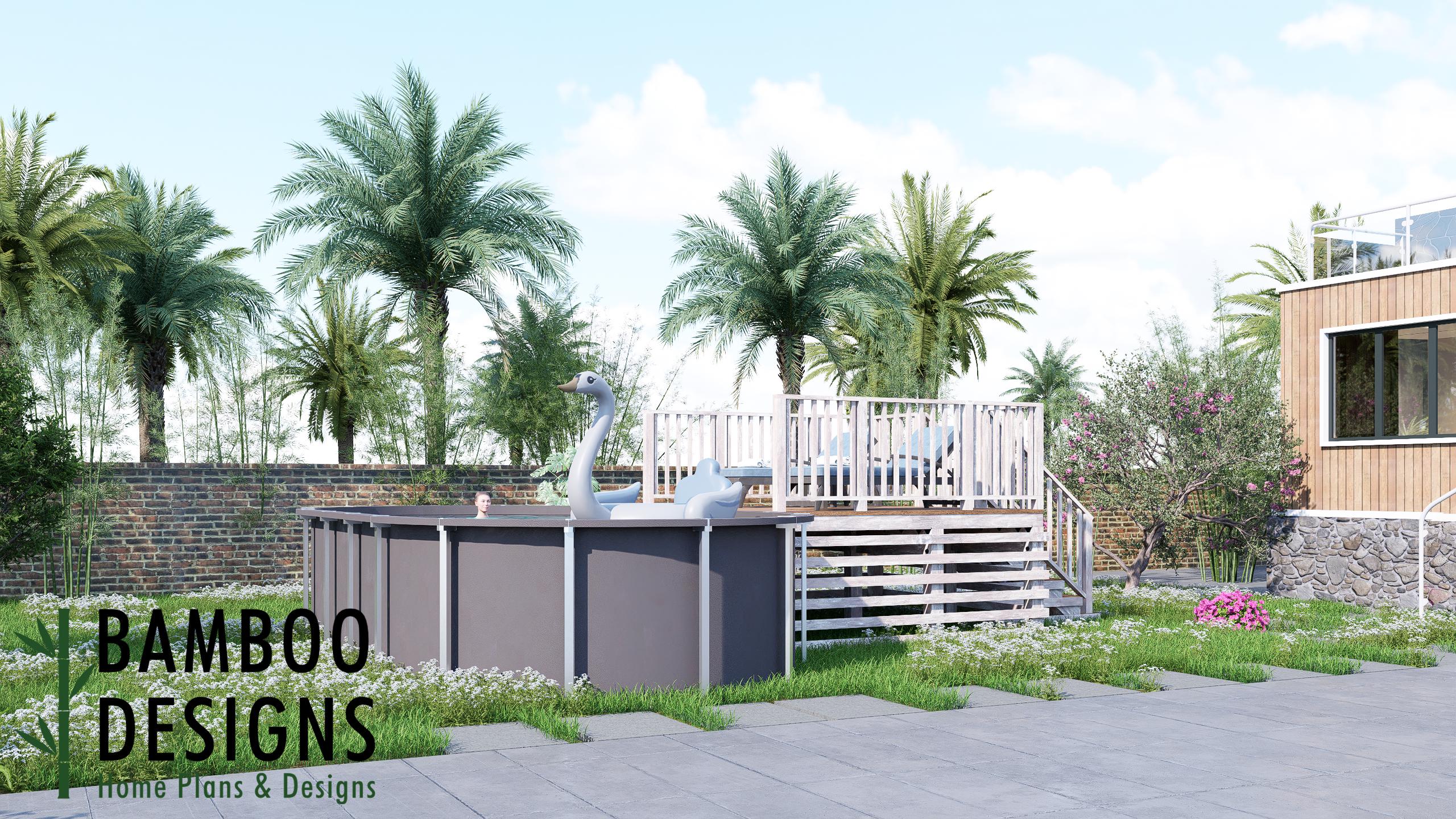 Willow Mist Pool Deck Plan – 10x10 Oval Pool Entry Deck With Staircase ...