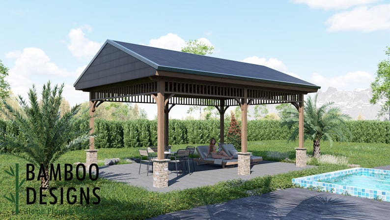 Verona 16x24 Gable Roof Gazebo plan by Bamboo Designs