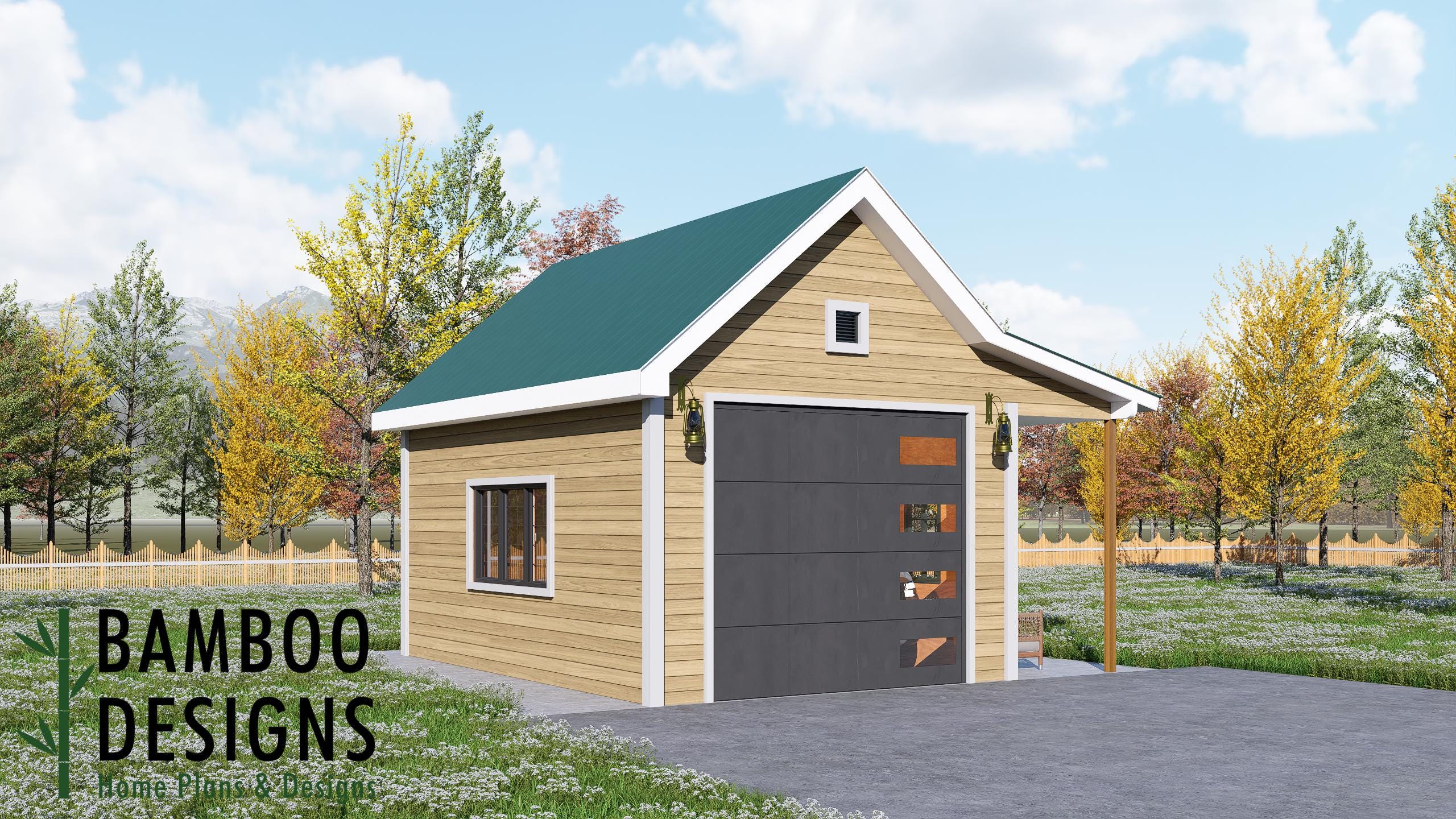 Image of Sandhill Garage Shed Plan - 14x20 Gable Garage Workshop | DIY PDF Building Plans