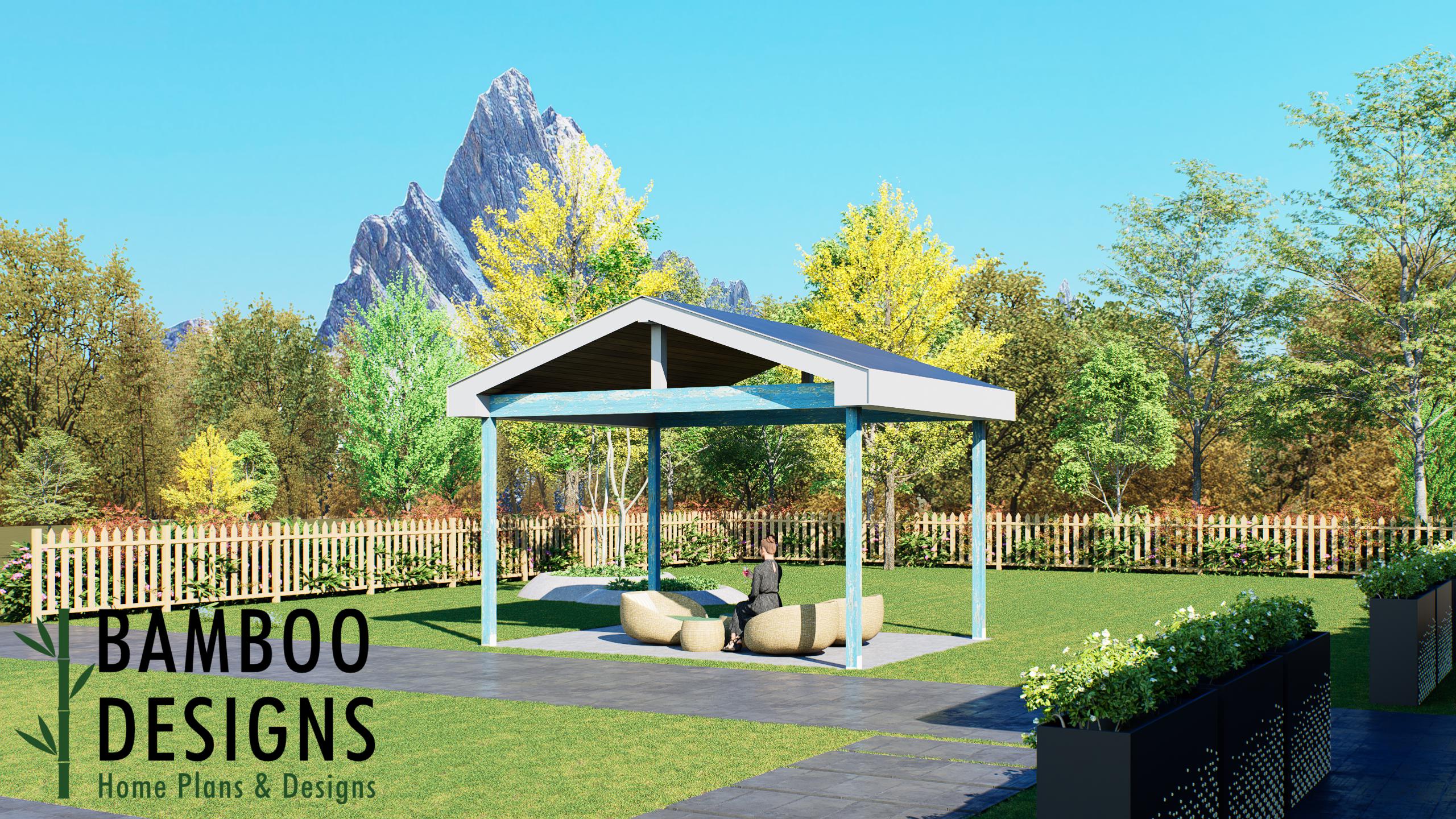 Image of Macque 18' x 14' Pavilion Plan — A Modern Backyard Pavilion for Outdoor Living, Entertaining & Year-Round Comfort | DIY Plans