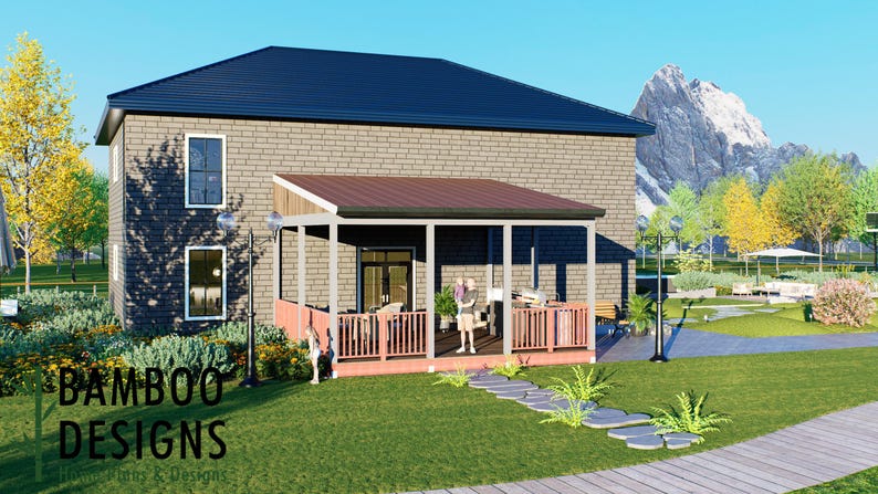 Wishart 20x22 Porch Deck Plan — Large Covered Overground Backyard Deck plan by Bamboo Designs